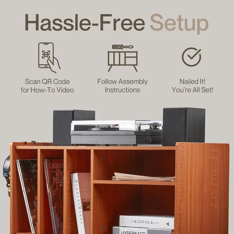 Meuble Support Tourne-disque avec Station de Charge - 31P x 26L x 15H