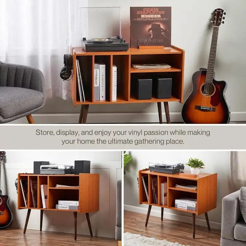 Meuble Support Tourne-disque avec Station de Charge - 31P x 26L x 15H