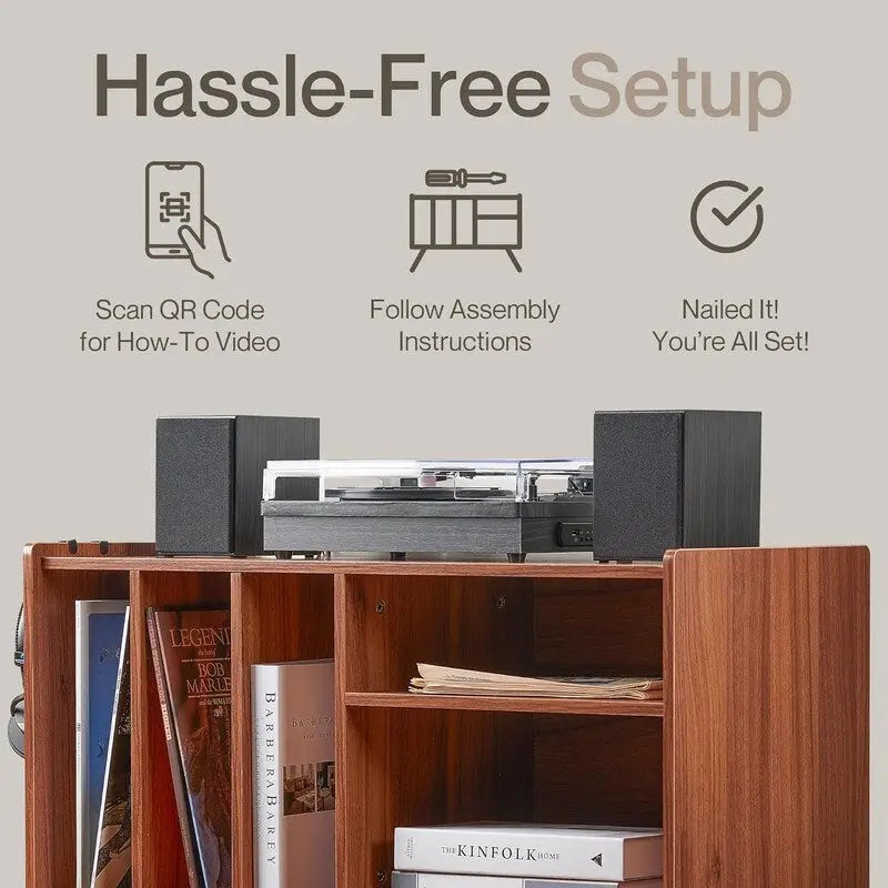 Meuble Support Tourne-disque avec Station de Charge - 31P x 26L x 15H