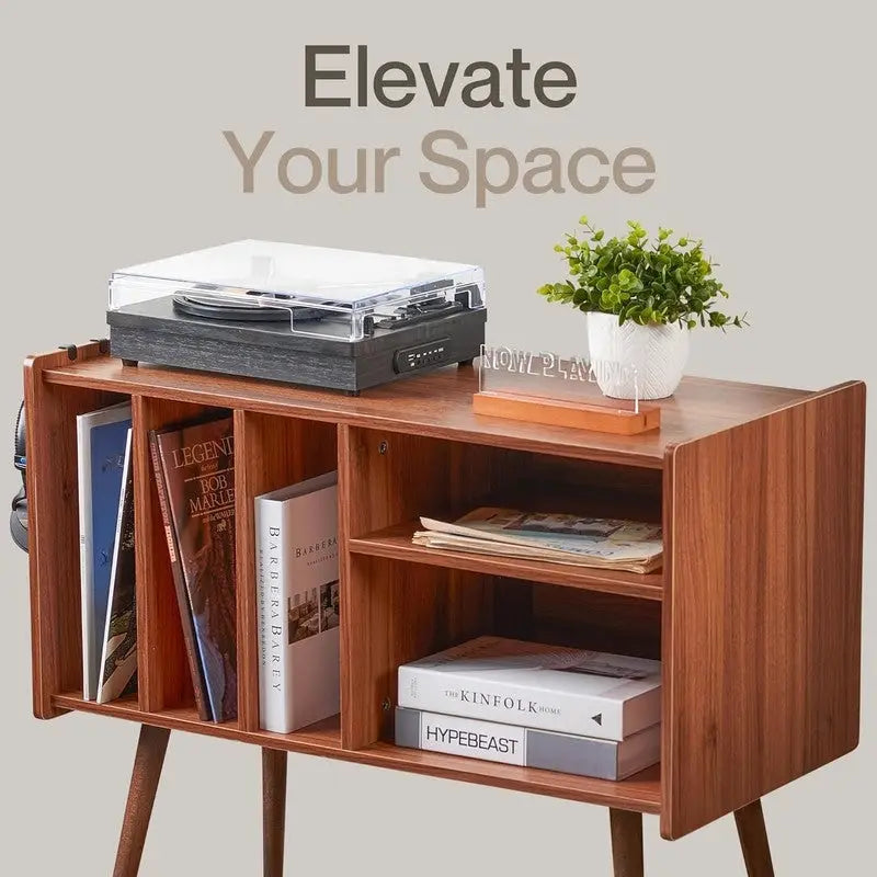 Meuble Support Tourne-disque avec Station de Charge - 31P x 26L x 15H