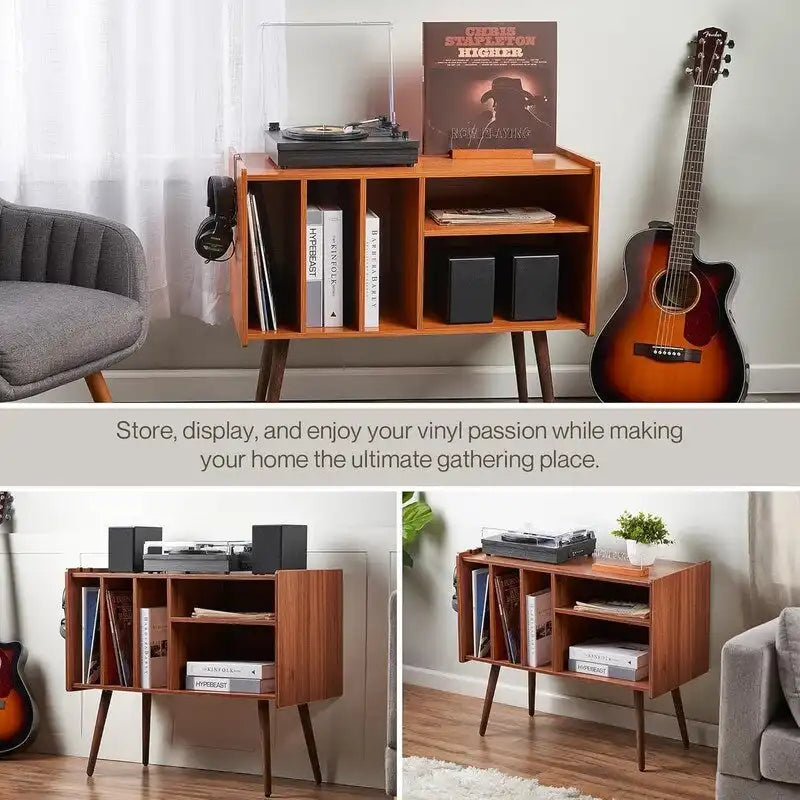 Meuble Support Tourne-disque avec Station de Charge - 31P x 26L x 15H
