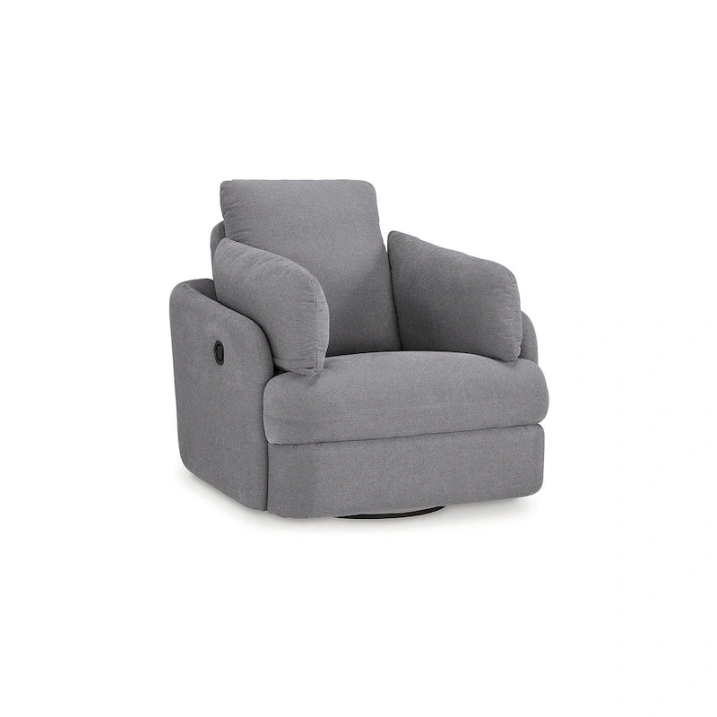 Fauteuil inclinable pivotant et coulissant gris foncé avec rotation à 360°, rangement dissimulé et tissu haute performance
