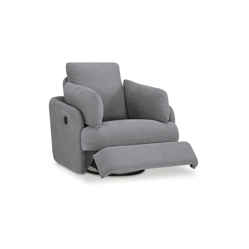 Fauteuil inclinable pivotant et coulissant gris foncé avec rotation à 360°, rangement dissimulé et tissu haute performance