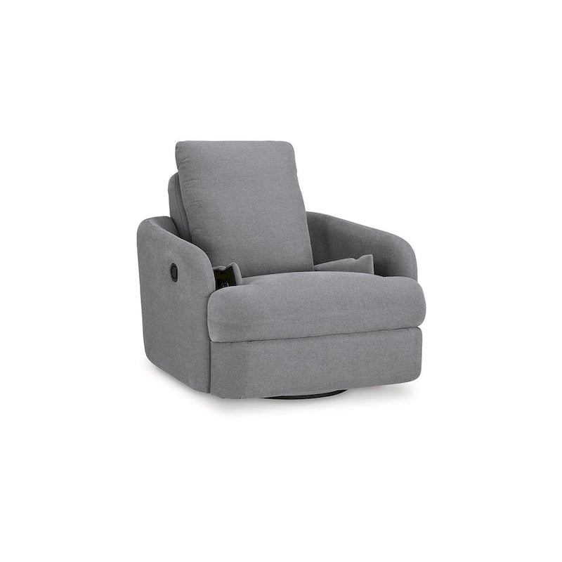 Fauteuil inclinable pivotant et coulissant gris foncé avec rotation à 360°, rangement dissimulé et tissu haute performance