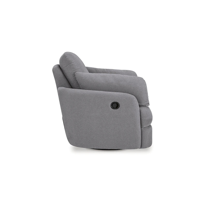 Fauteuil inclinable pivotant et coulissant gris foncé avec rotation à 360°, rangement dissimulé et tissu haute performance