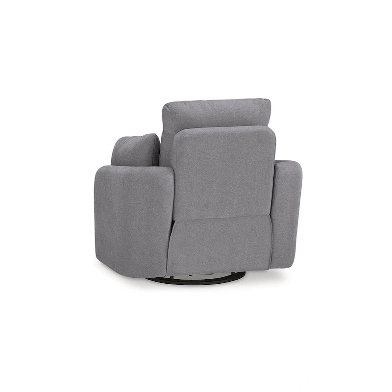 Fauteuil inclinable pivotant et coulissant gris foncé avec rotation à 360°, rangement dissimulé et tissu haute performance