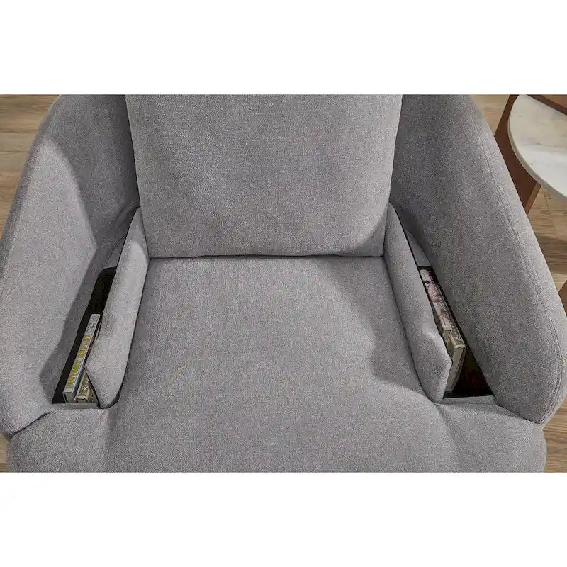 Fauteuil inclinable pivotant et coulissant gris foncé avec rotation à 360°, rangement dissimulé et tissu haute performance