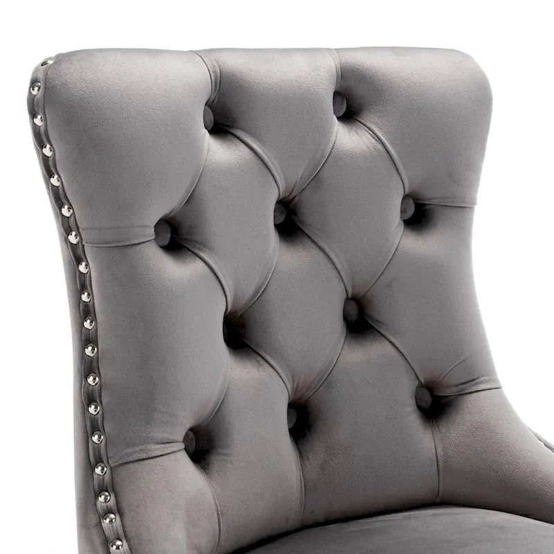 Lot de 2 tabourets de bar modernes 25 avec dossier capitonné, garniture cloutée, pieds en métal chromé, pour salle à manger, salon et chambre