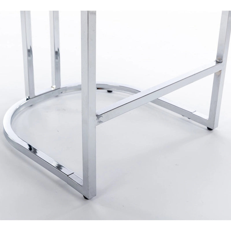 Lot de 2 tabourets de bar modernes 25 avec dossier capitonné, garniture cloutée, pieds en métal chromé, pour salle à manger, salon et chambre