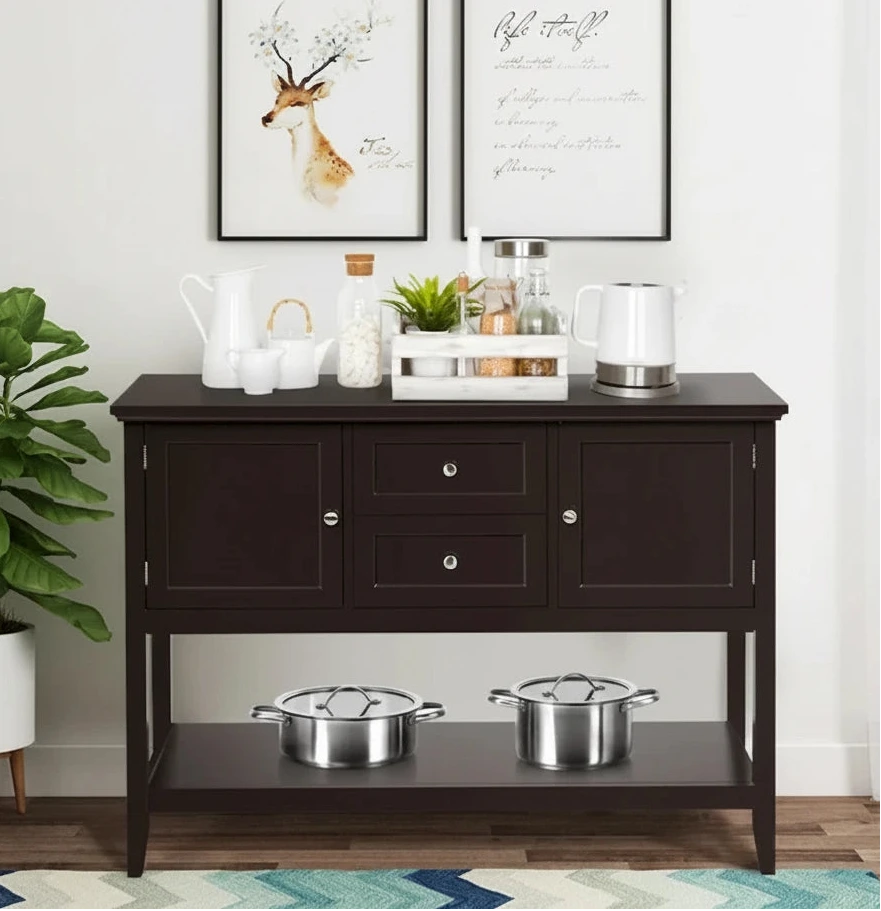 Buffet de salle à manger, table console en bois
