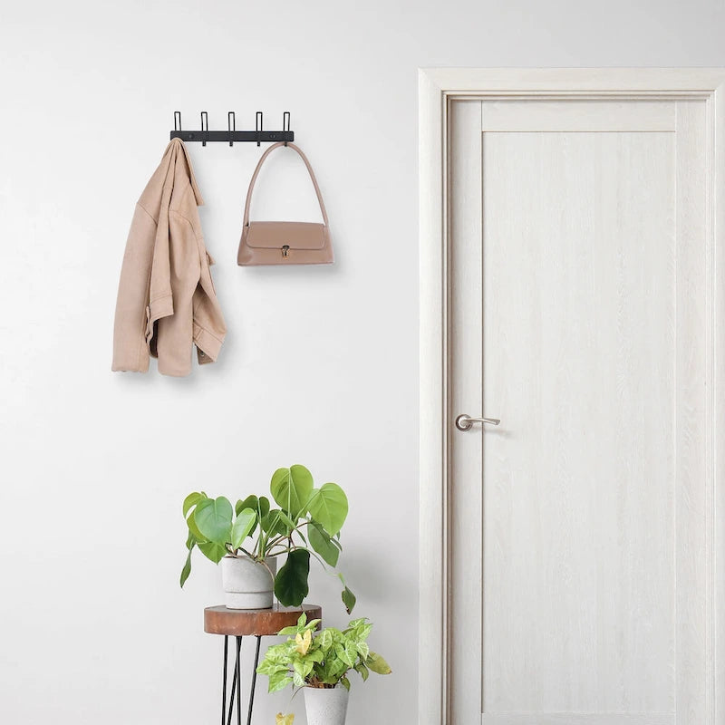 1 porte-manteau mural, patère murale avec 5 crochets pour entrée - 32 x 2,5 cm