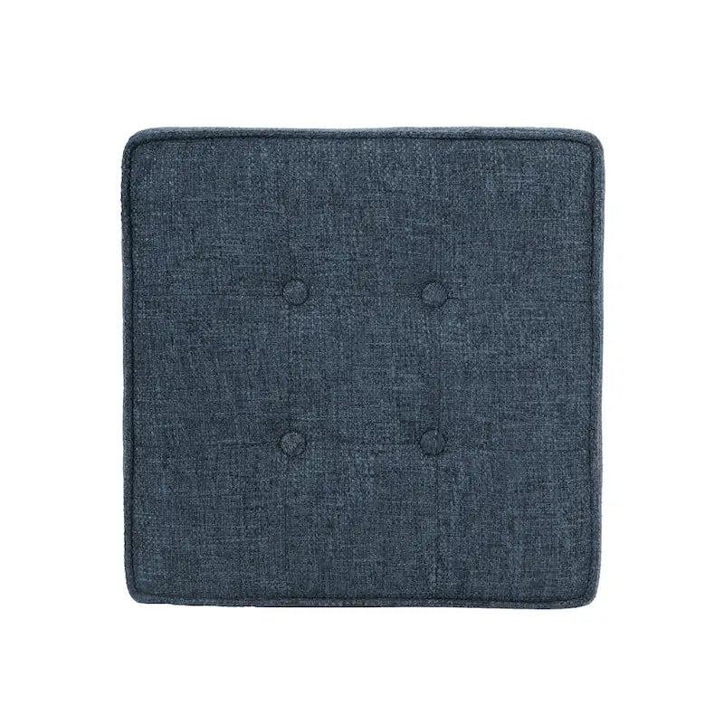 Pouf de rangement, dessus de plateau carré de 45,7 cm, tissu tissé bleu marine