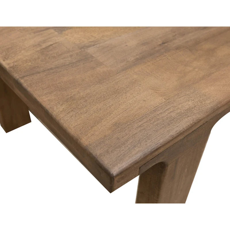 Table à manger, Plateau rectangulaire de 221 cm, Bois de manguier massif marron rustique