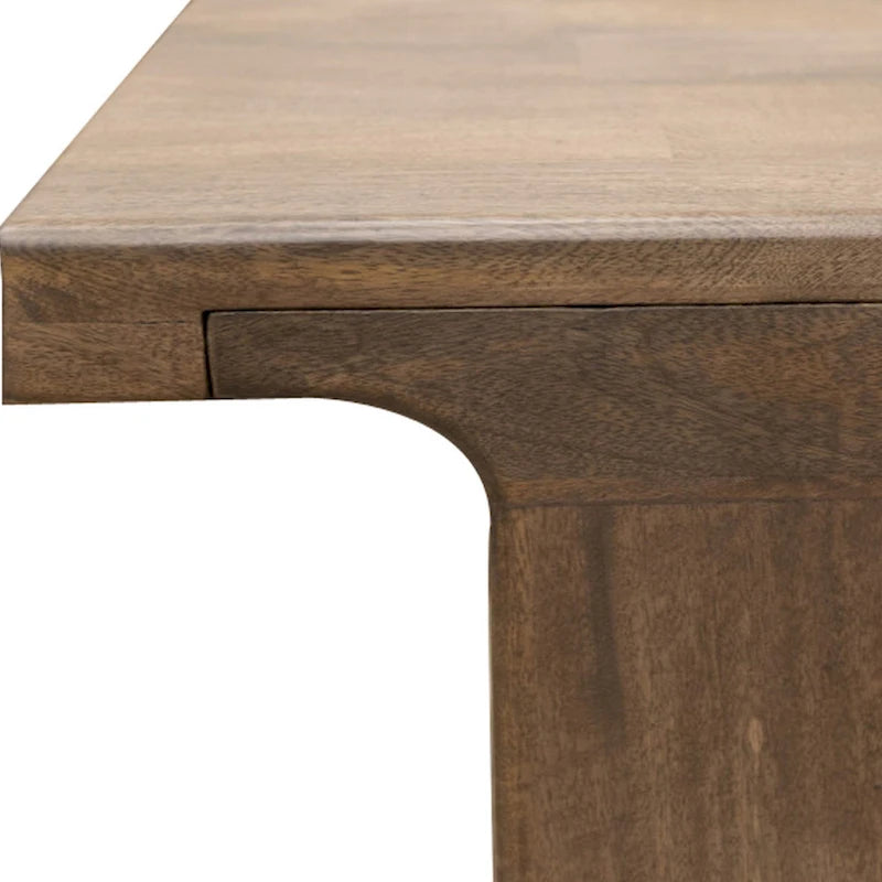 Table à manger, Plateau rectangulaire de 221 cm, Bois de manguier massif marron rustique