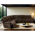 Sectionnel inclinable moderne marron foncé avec console et ports USB