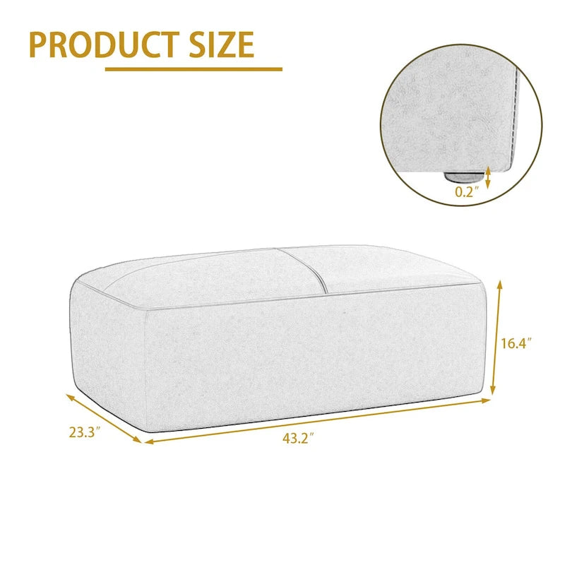 Pouf en cuir véritable capitonné pour salon et chambre à coucher