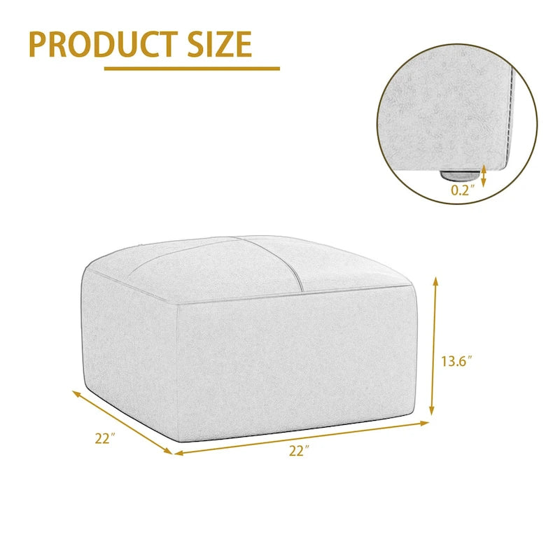 Pouf en cuir véritable capitonné pour salon et chambre à coucher