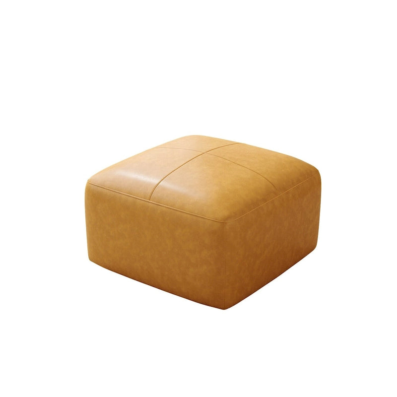 Pouf en cuir véritable capitonné pour salon et chambre à coucher