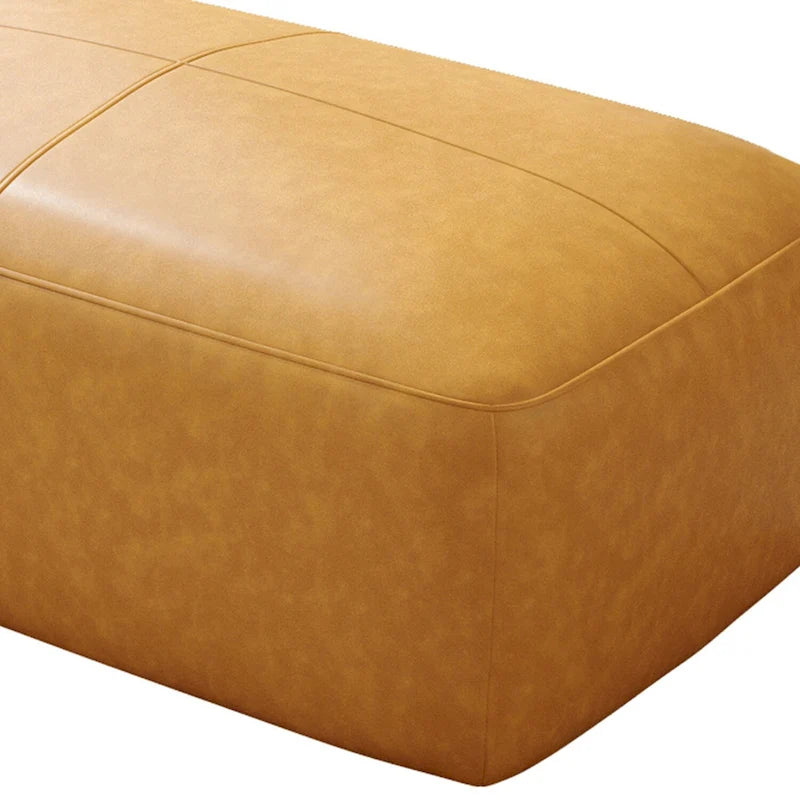 Pouf en cuir véritable capitonné pour salon et chambre à coucher