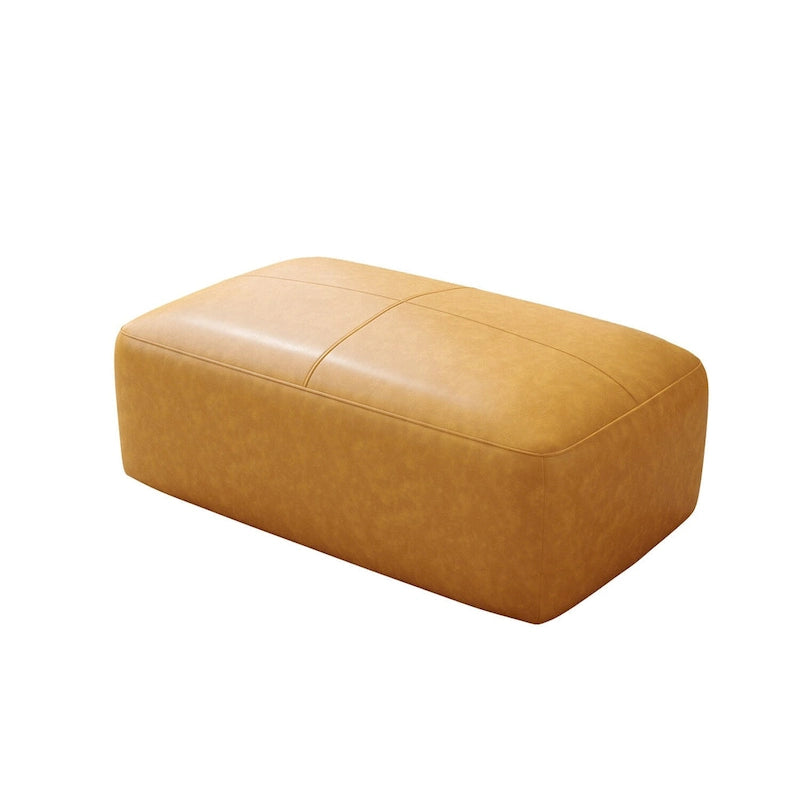 Pouf en cuir véritable capitonné pour salon et chambre à coucher