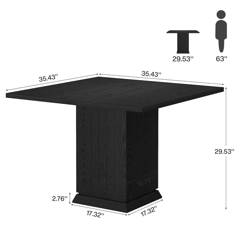 Table à manger carrée moderne en bois, petite, pour 4 personnes