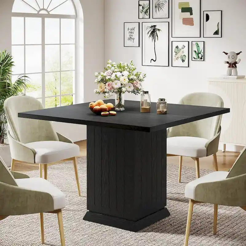 Table à manger carrée moderne en bois, petite, pour 4 personnes