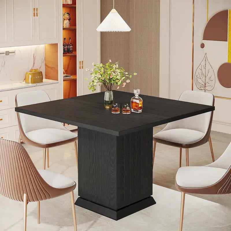 Table à manger carrée moderne en bois, petite, pour 4 personnes