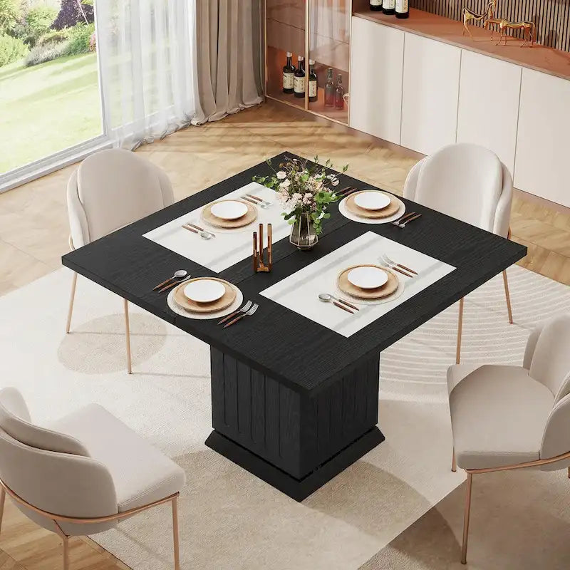 Table à manger carrée moderne en bois, petite, pour 4 personnes