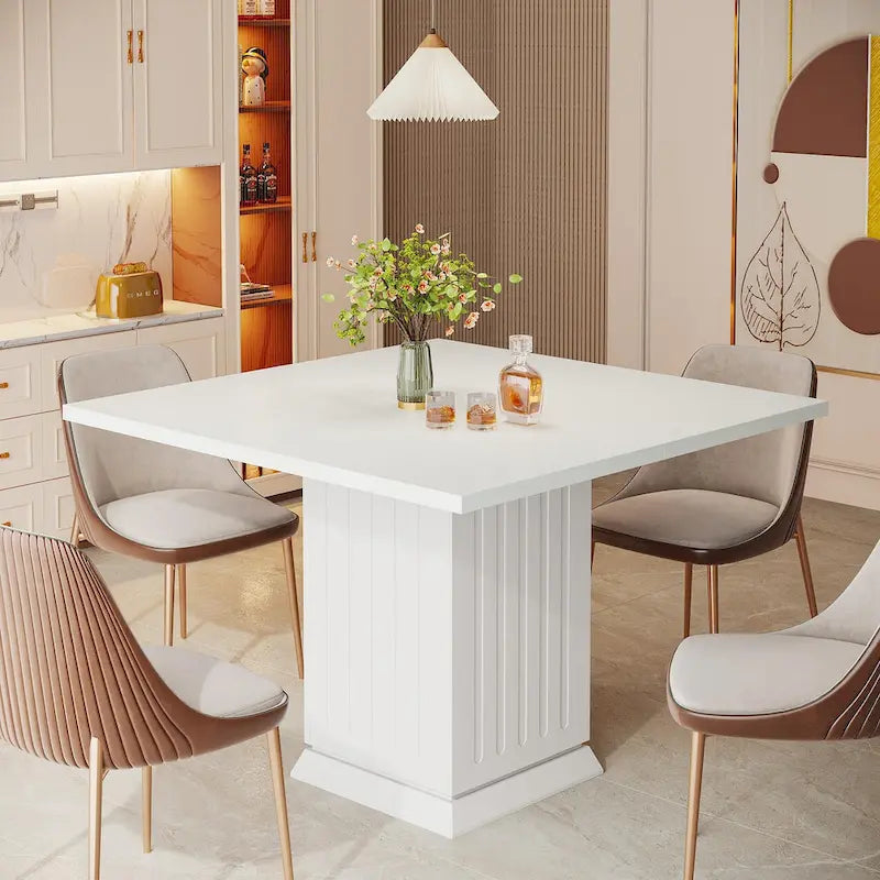Table à manger carrée moderne en bois, petite, pour 4 personnes