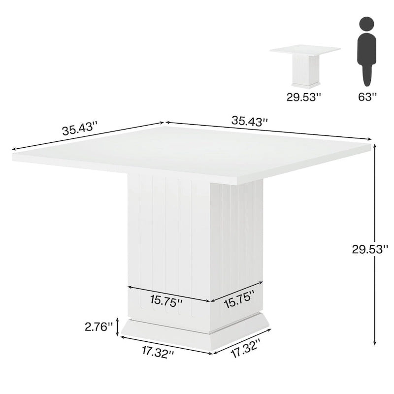 Table à manger carrée moderne en bois, petite, pour 4 personnes