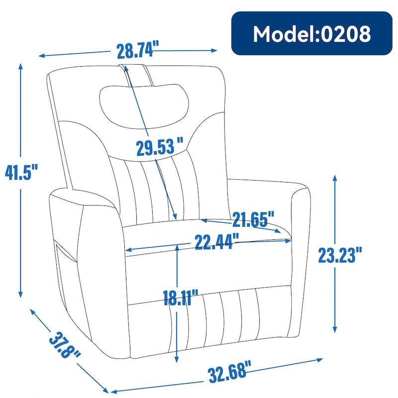 Fauteuil inclinable avec pivotement à 270°, mouvement de bascule, coussin de soutien lombaire et cervical, ports USB et Type-C