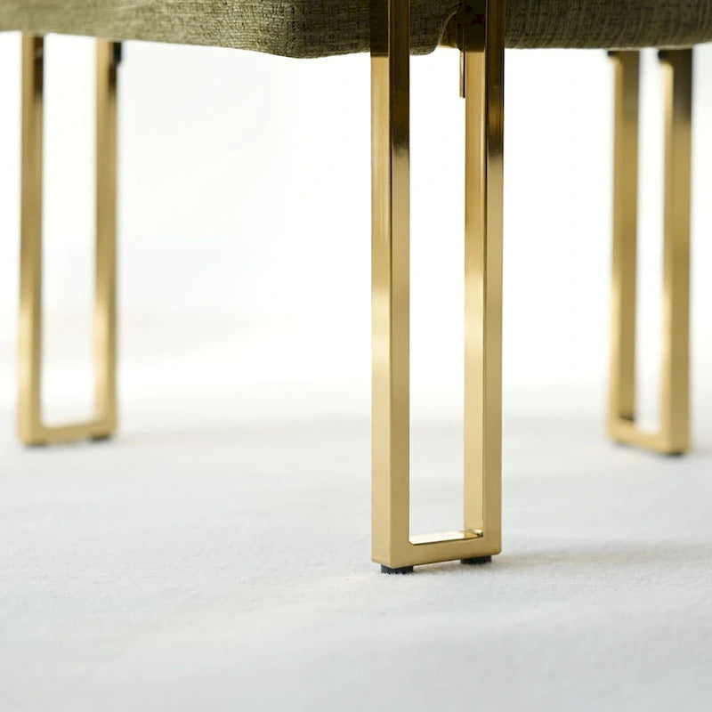 Lot de 2 fauteuils de salle à manger modernes en chenille avec cadre en métal doré poli