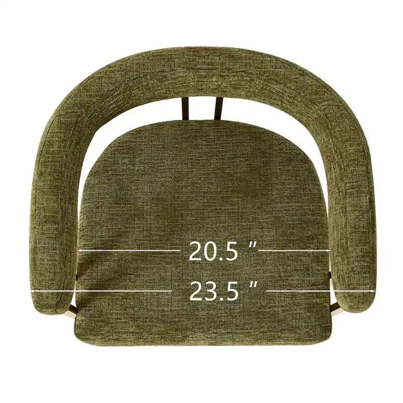 Lot de 2 fauteuils de salle à manger modernes en chenille avec cadre en métal doré poli