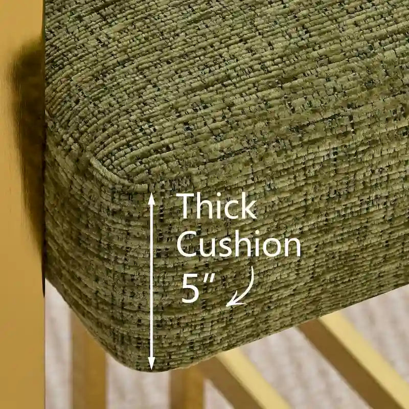 Lot de 2 fauteuils de salle à manger modernes en chenille avec cadre en métal doré poli