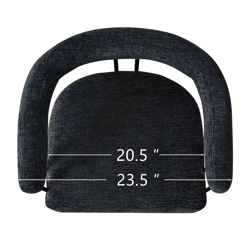 Lot de 2 fauteuils de salle à manger modernes en chenille avec cadre en métal doré poli