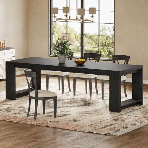 86.61 Inch Extra Long Wood Dining Table Kitchen Table for 6-8