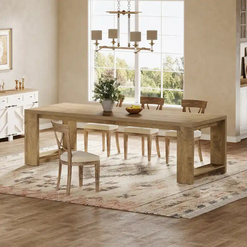 Table de salle à manger extra longue en bois de 220 cm pour 6-8 personnes