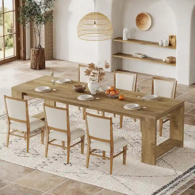 Table de salle à manger extra longue en bois de 220 cm pour 6-8 personnes