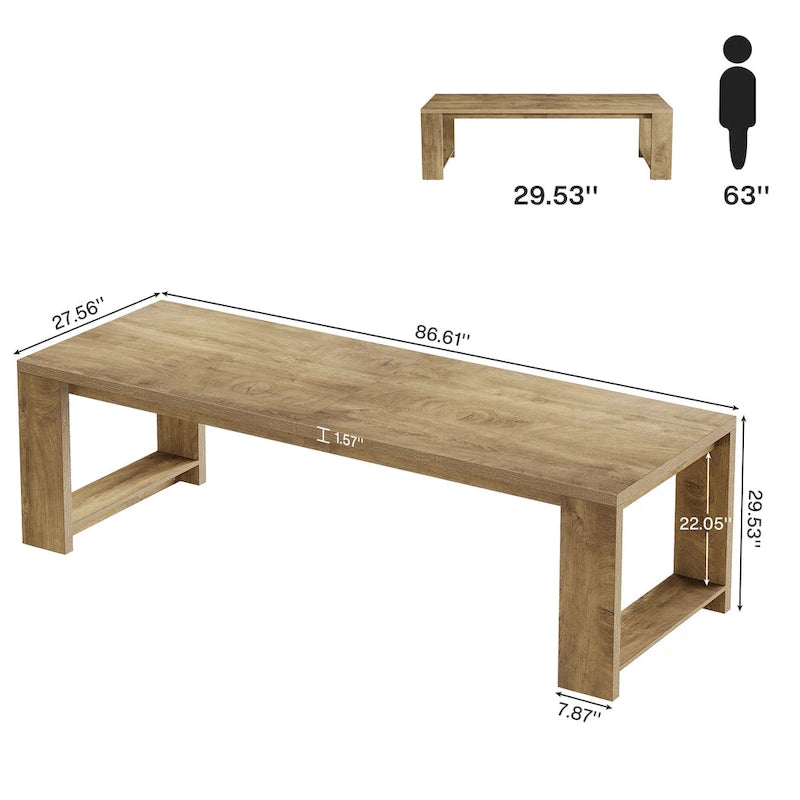 Table de salle à manger extra longue en bois de 220 cm pour 6-8 personnes