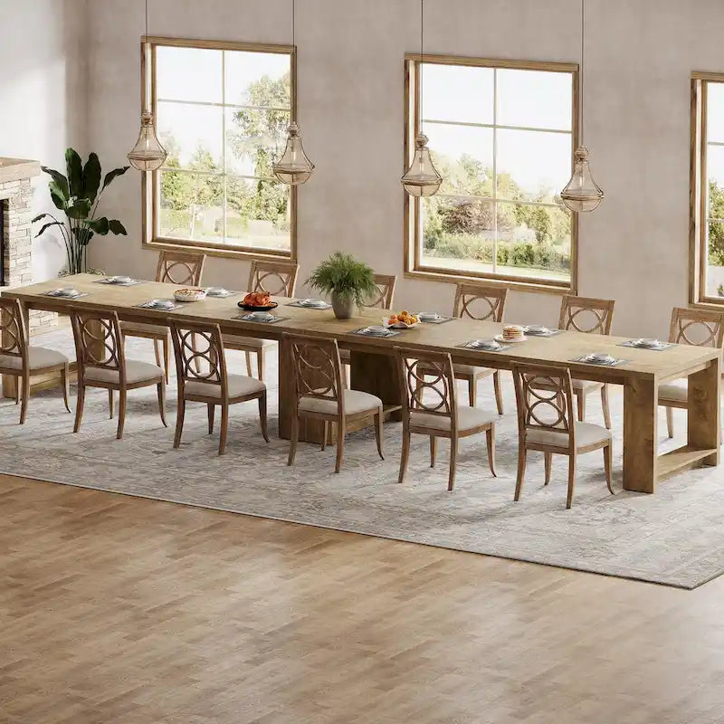 Table de salle à manger extra longue en bois de 220 cm pour 6-8 personnes