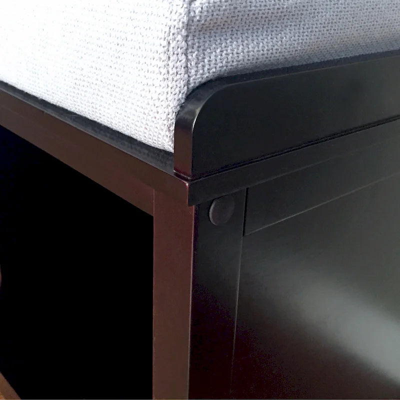 Banc d'entrée en bois massif avec 4 compartiments à chaussures Espresso