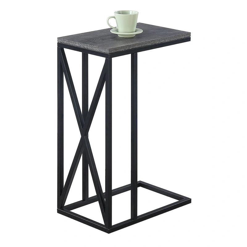 Table d'appoint de canapé en forme de C avec cadre en métal thermolaqué pour salon