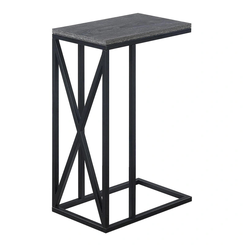 Table d'appoint de canapé en forme de C avec cadre en métal thermolaqué pour salon