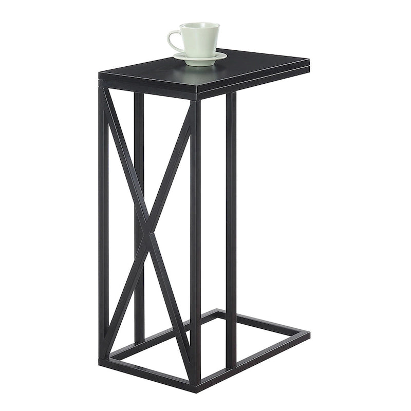 Table d'appoint de canapé en forme de C avec cadre en métal thermolaqué pour salon