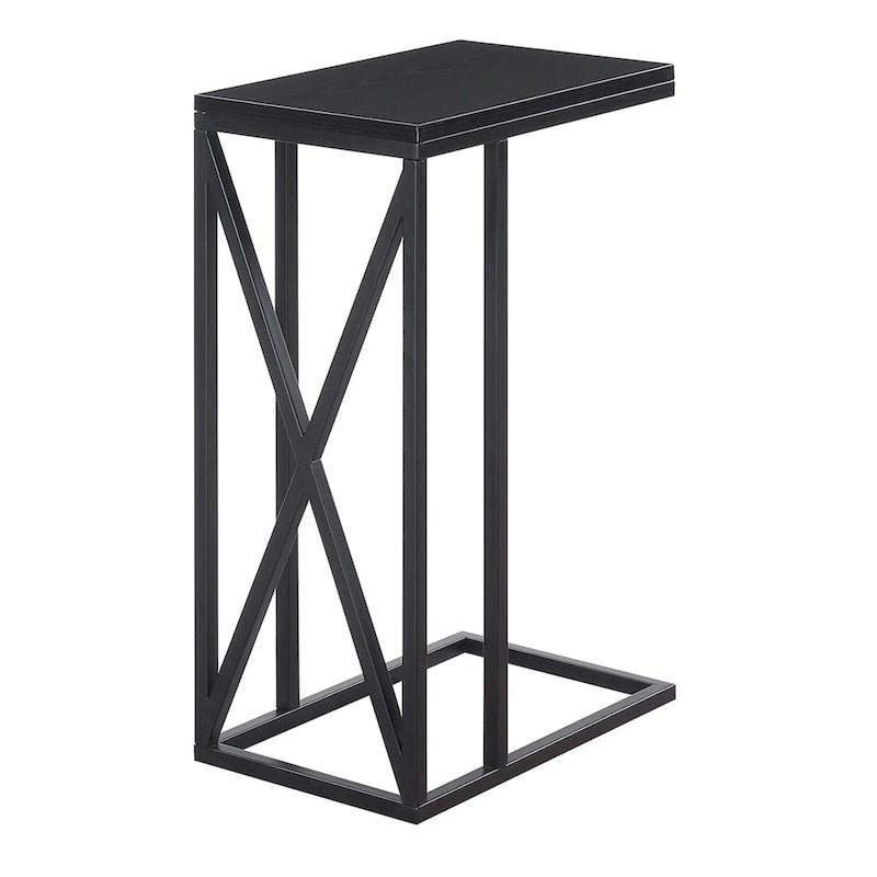 Table d'appoint de canapé en forme de C avec cadre en métal thermolaqué pour salon