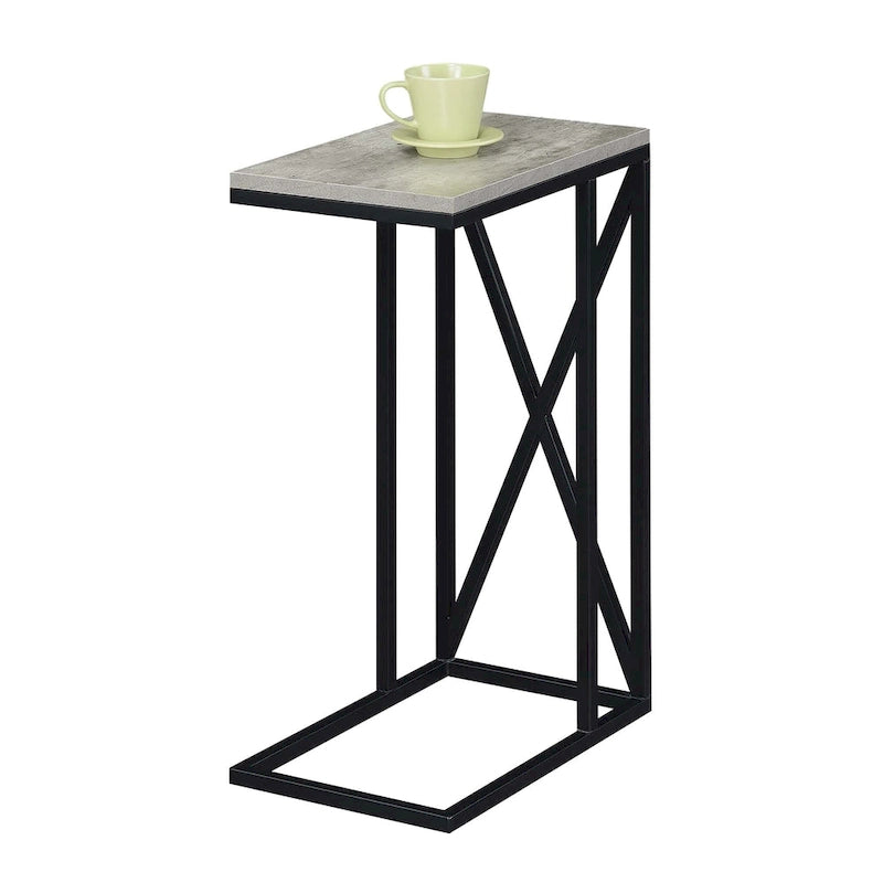 Table d'appoint de canapé en forme de C avec cadre en métal thermolaqué pour salon