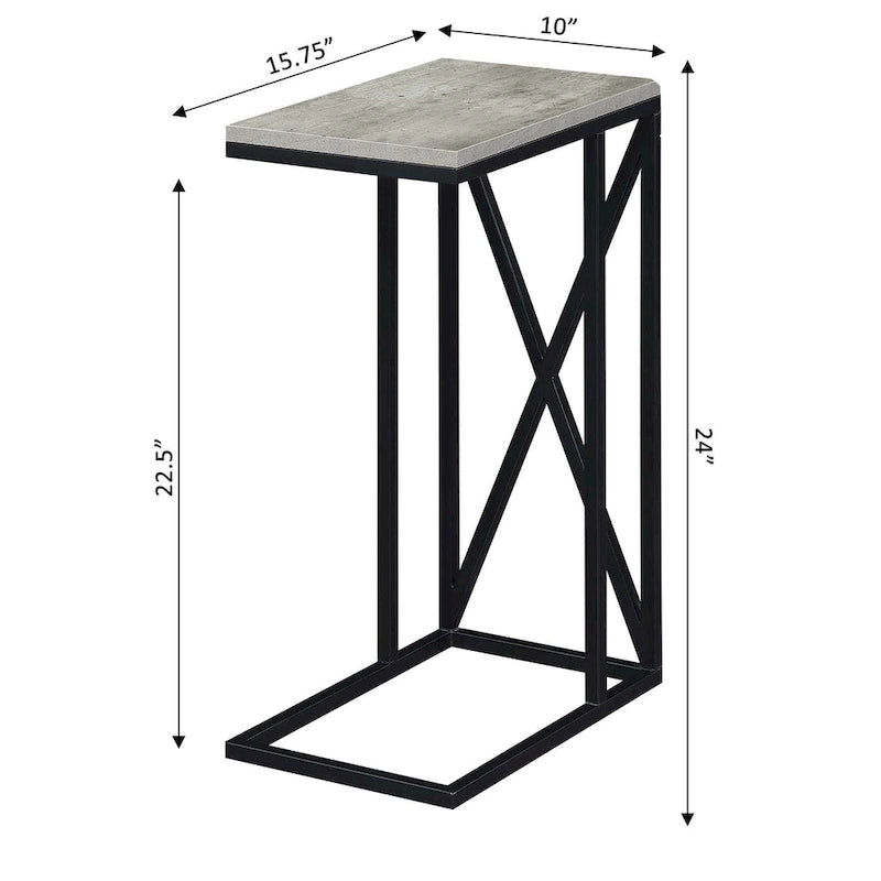 Table d'appoint de canapé en forme de C avec cadre en métal thermolaqué pour salon