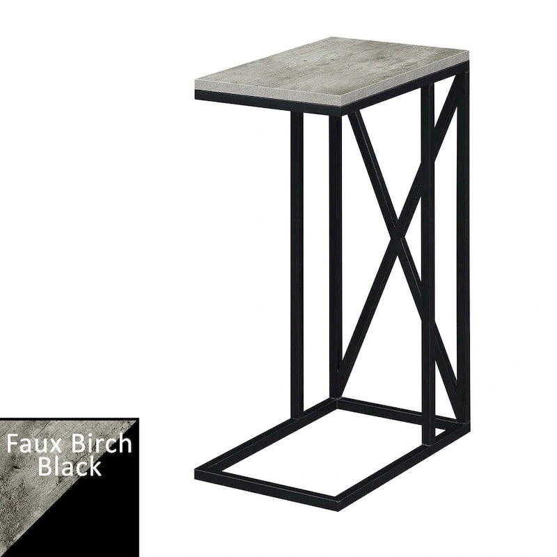 Table d'appoint de canapé en forme de C avec cadre en métal thermolaqué pour salon