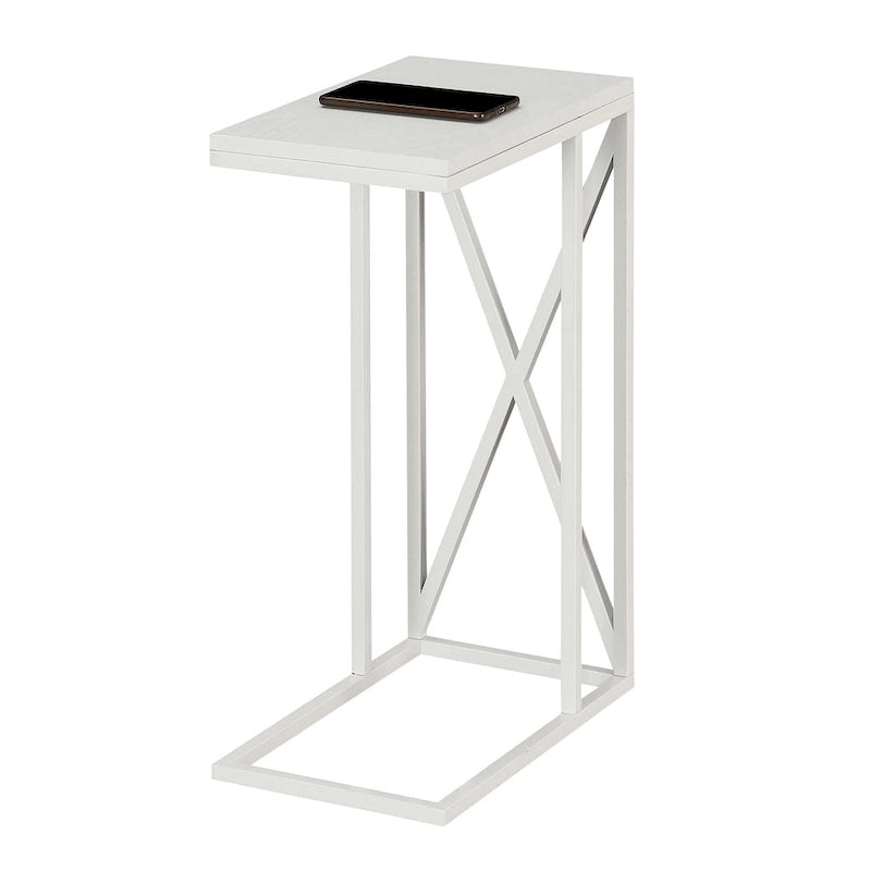Table d'appoint de canapé en forme de C avec cadre en métal thermolaqué pour salon