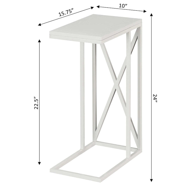 Table d'appoint de canapé en forme de C avec cadre en métal thermolaqué pour salon